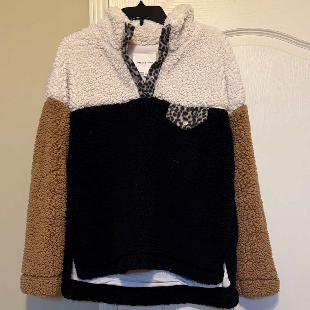 Thread & Supply Cozy Colorblock Sherpa Pullover